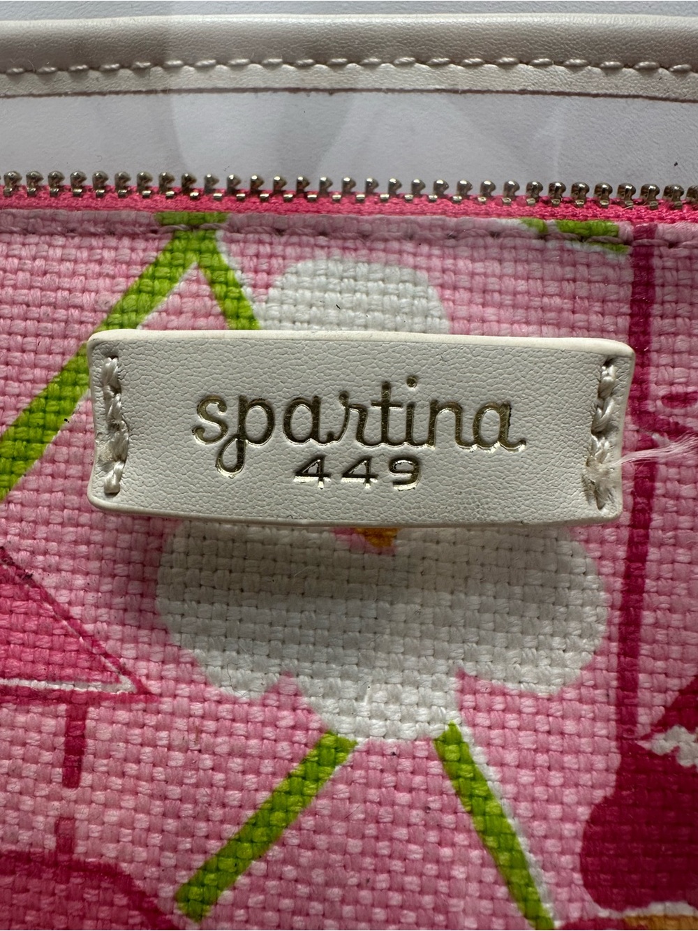 Spartina 449 Pink Floral Clear Tote with Cream Trim - Picture 2 of 16